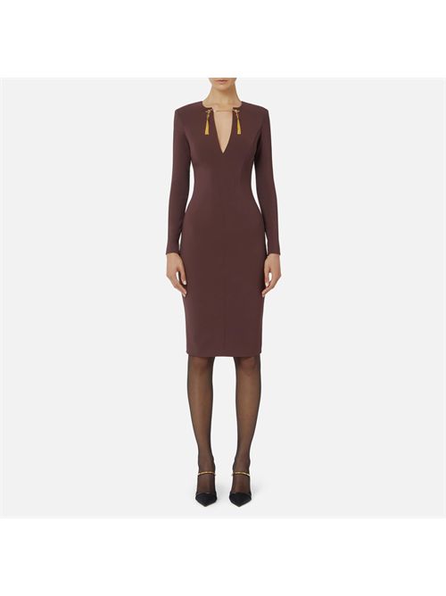 Abito in crêpe leggero con catena gioiello ELISABETTA FRANCHI | AB80557E2/EA4